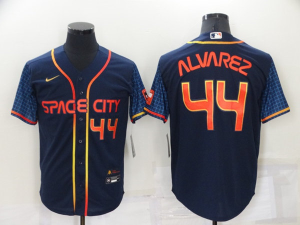 Men's Houston Astros #44 Yordan Alvarez 2022 Navy City Connect Cool Base Stitched Jersey - Click Image to Close